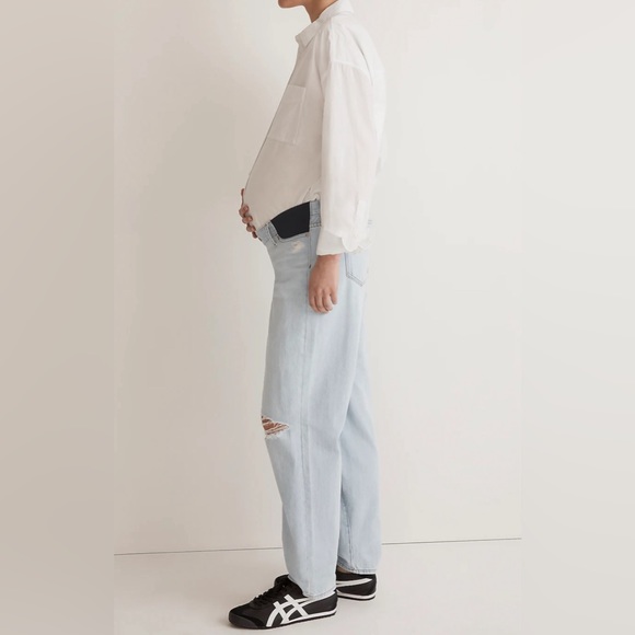 MADEWELL Maternity Side-Panel Slouchy Boyjean in Wrightlane Wash: Ripped Edition - Picture 4 of 11